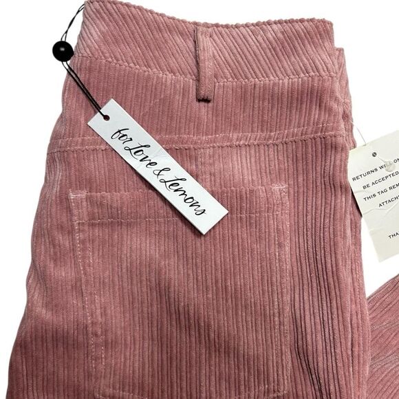 NWT For Love and Lemon’s Pink Corduroy High Rise Slim Cut Trousers Size Large - Picture 2 of 8